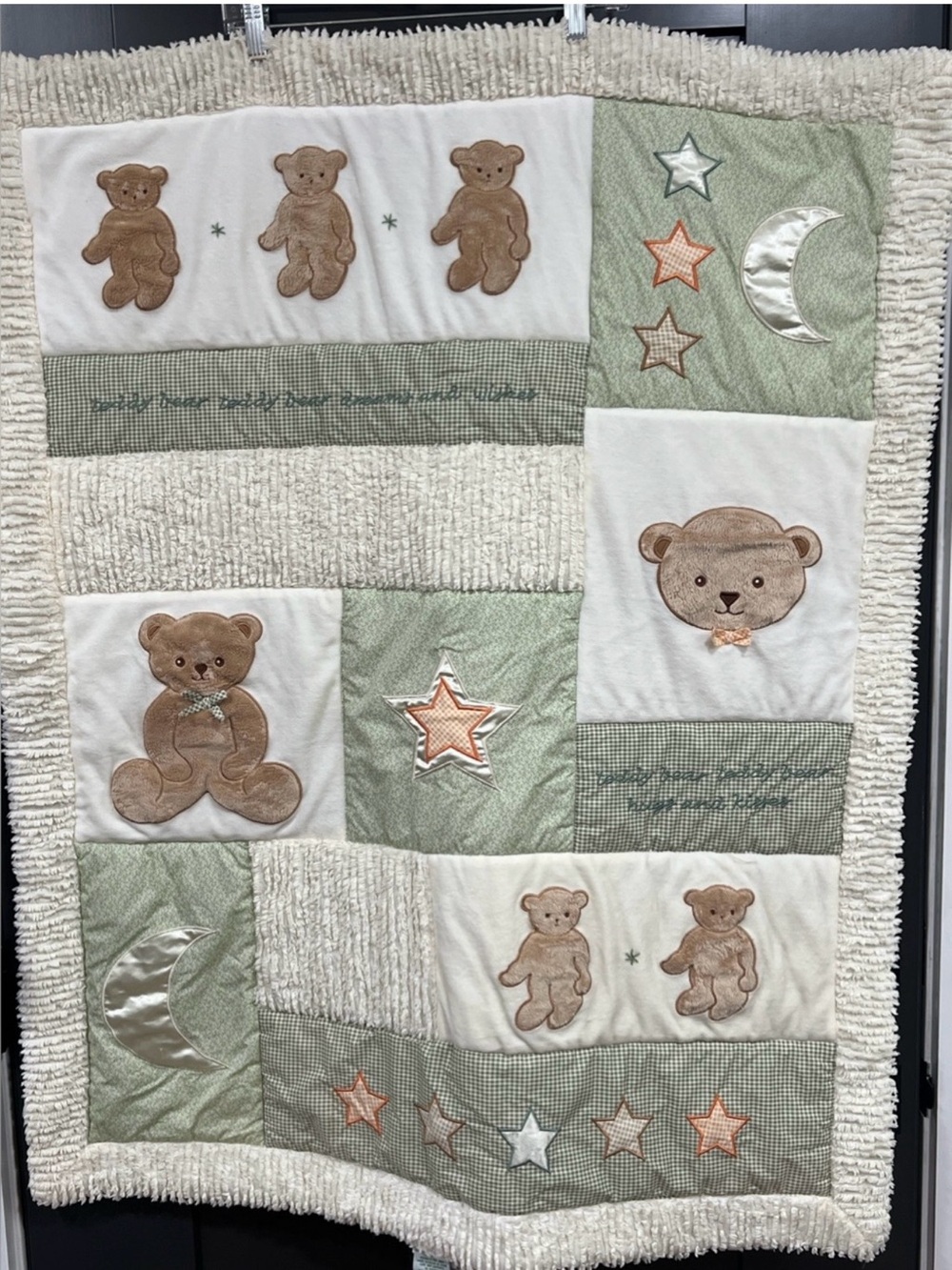 Lambs and Ivy Teddy Bear Patchwork Baby comforter or tapestry